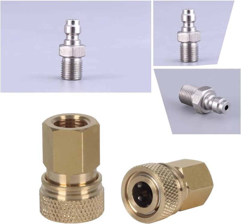 RecDec 2 Pack 8mm Quick Disconnect to 1/8 NPT Adapter Set Screw Connector QD Fitting Plug Adaptor for High Pressure Air Compressor PCP Rifles Hand Pump Paintball Charging Fill Whip Hose - Image 4